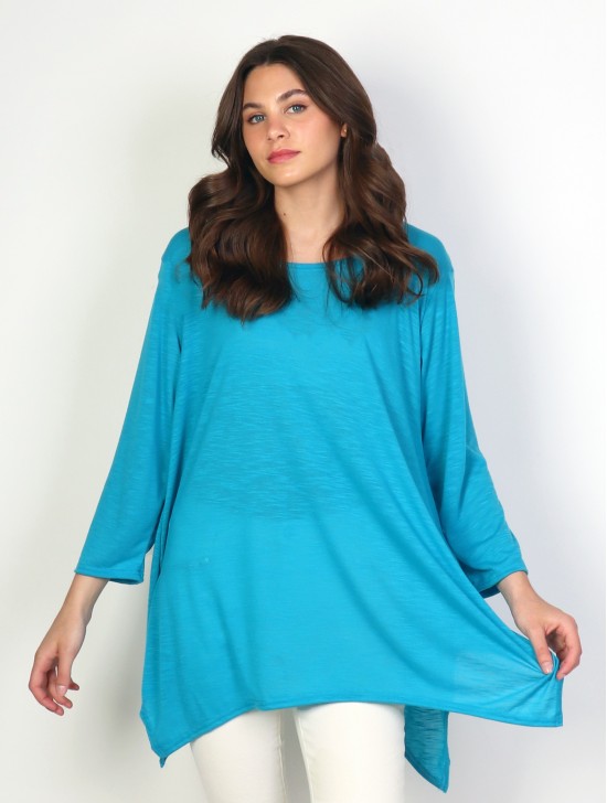 Solid High-Low Long Sleeved Top